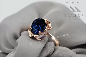 Oryginalny wyrób Vintage 14k z różowego złota Szafir Pierścionek Vintage Biżuteria vrc206r